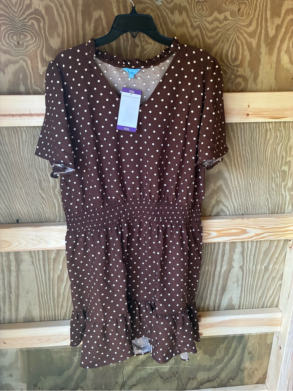 Draper James Brown Polka Dot Tiered Ruffle-Hem Mini Dress